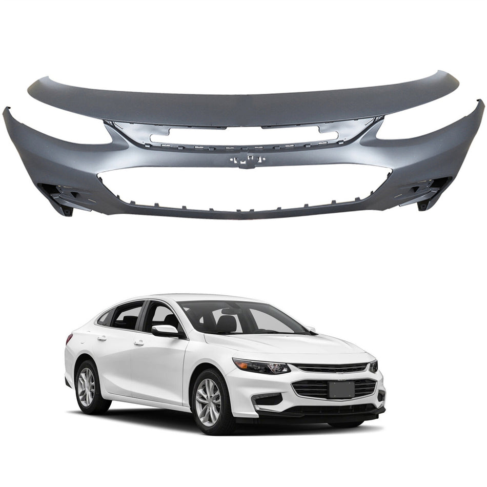 labwork Primered Front Bumper Cover without Parking Assist Sensor Holes Replacement for 2016-2018 Malibu