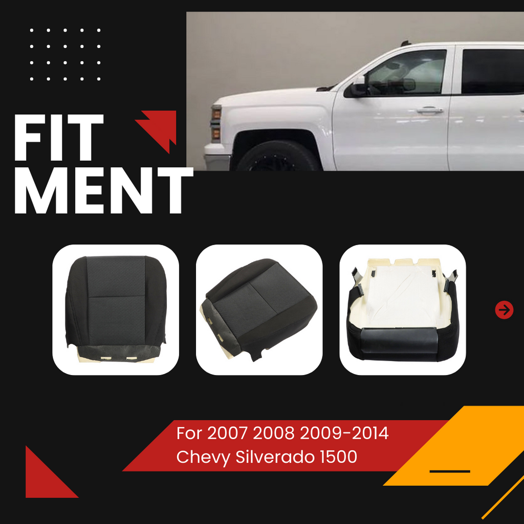 labwork Cloth Driver Bottom Seat Cover+Foam Cushion For 07-14 Chevy Silverado