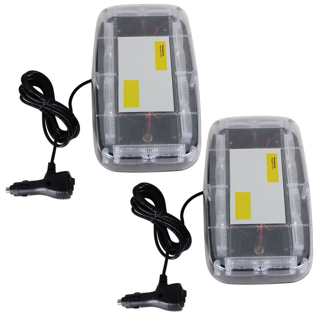 Labwork Strobe Beacon Light 48LED Flashing Emergency Warning Amber/White Pair