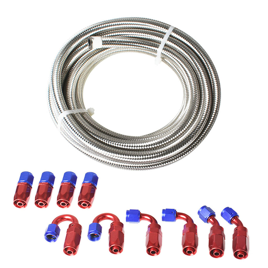 labwork 20 Feet Braided Fuel Hose Line w/ Swivel Hose End Fitting Kit 4AN 6AN 8AN 10AN 12AN