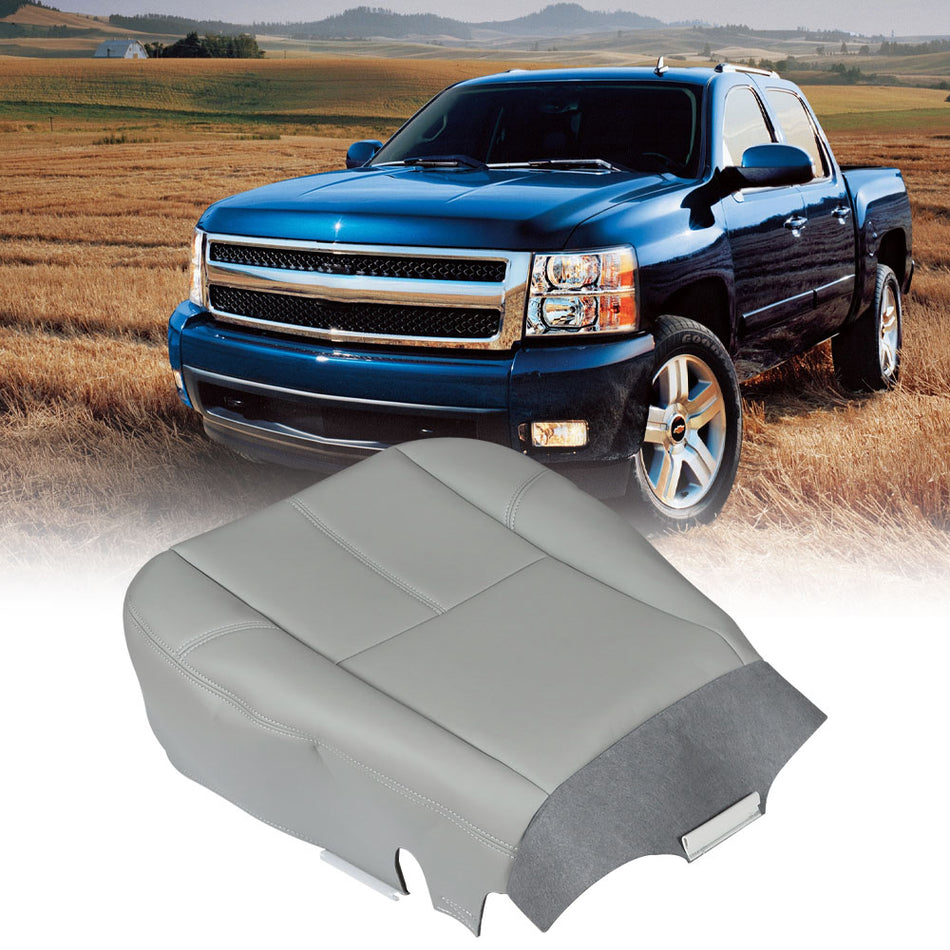 labwork Seat Cover Driver Bottom Leatherette Gray For 07-13 Chevy Silverado 1500