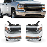 Right&Left Headlight For 2016-2018 Chevy Silverado 1500 HID/Xenon w/ LED Lamp