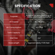 Load image into Gallery viewer, Labwork Pneumatic Air Pressure Kit Brake &amp; Clutch Bleeder Valve System 4.5 CFM&#39;