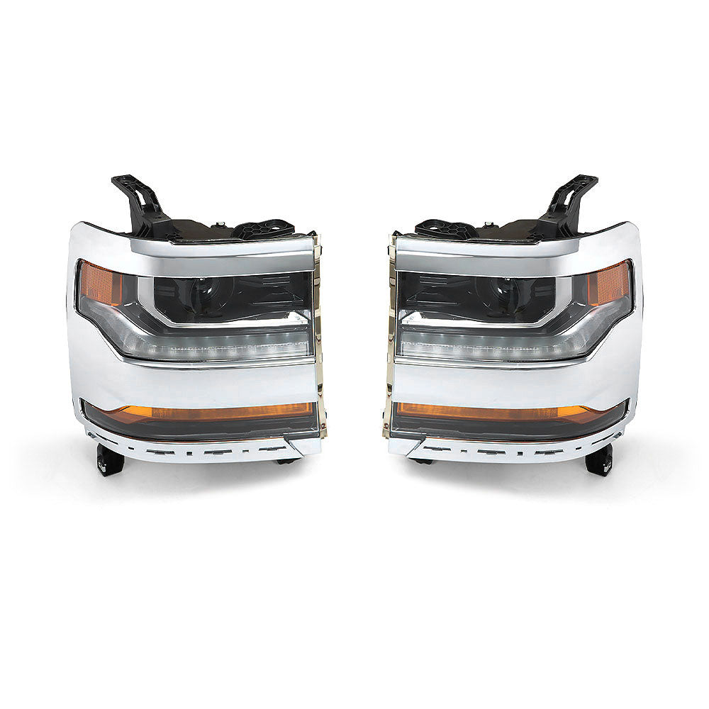 Right&Left Headlight For 2016-2018 Chevy Silverado 1500 HID/Xenon w/ LED Lamp