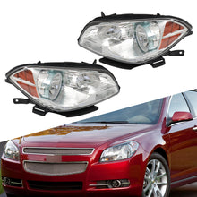 Load image into Gallery viewer, Left + Right Headlights For 2008-2012 Chevy Malibu Headlamp One Pair Clear Lens