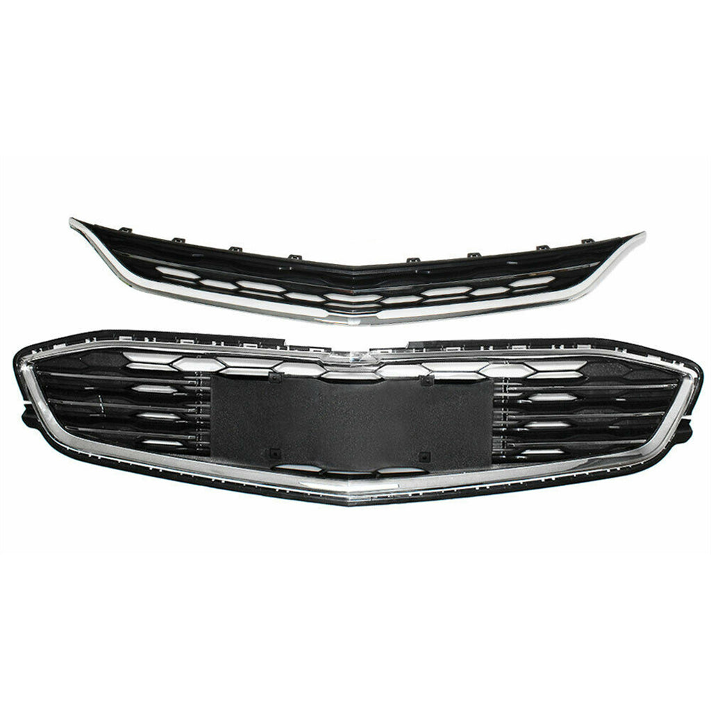 Labwork Front Bumper Upper&Lower Grille For Chevy Malibu 2016-2018 Black Plastic Trim