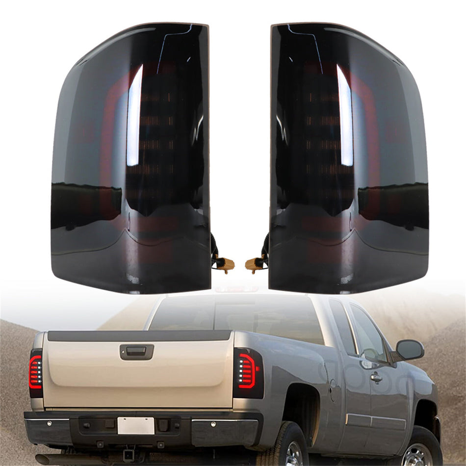 Labwork LED Tail Lights Assembly Black Lamp For 2007-2013 Chevy Silverado LH+RH