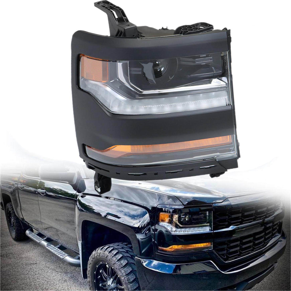 labwork Replacement for 2016-2019 Chevy Silverado 1500 Headlight LED DRL Headlamp HID/Xenon Black Housing Right Passenger Side