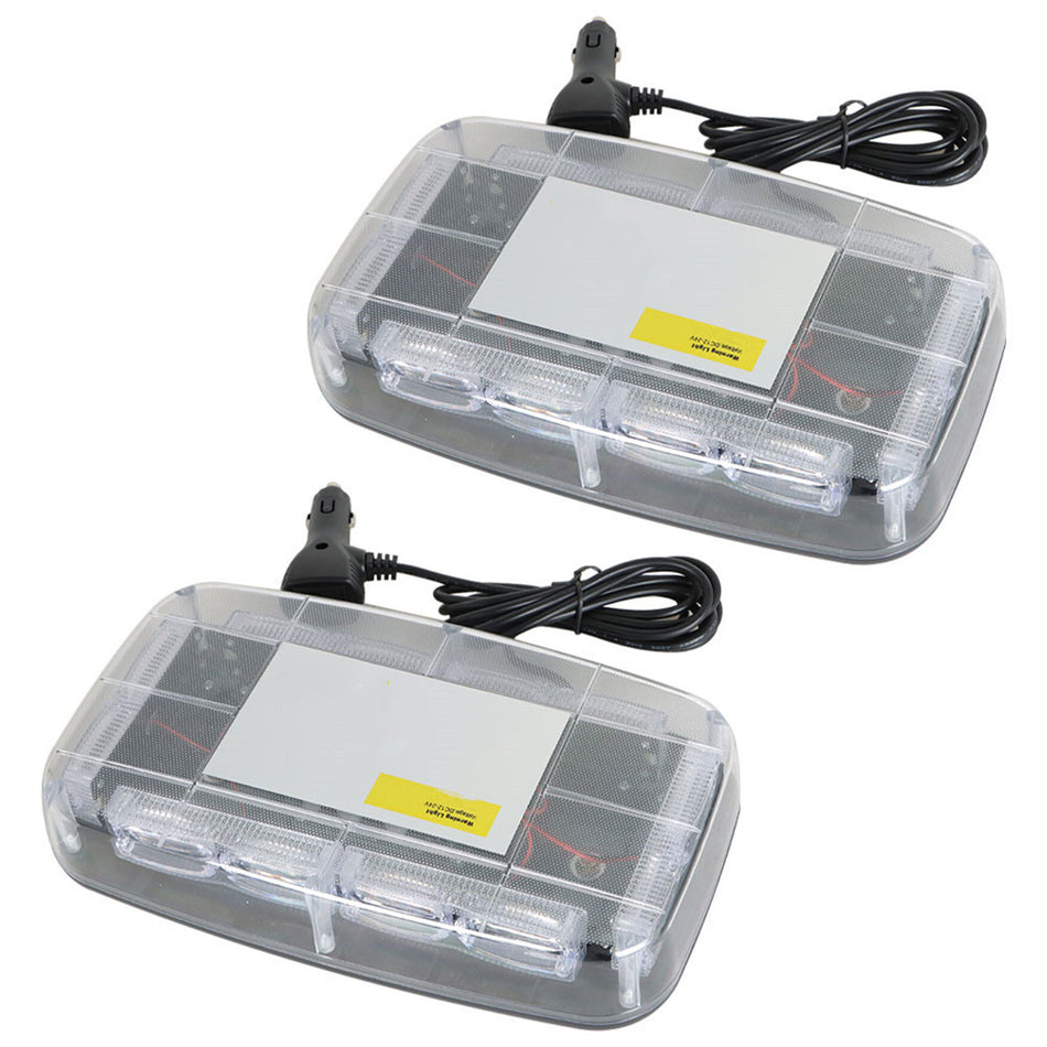 Labwork Strobe Beacon Light 48LED Flashing Emergency Warning Amber/White Pair