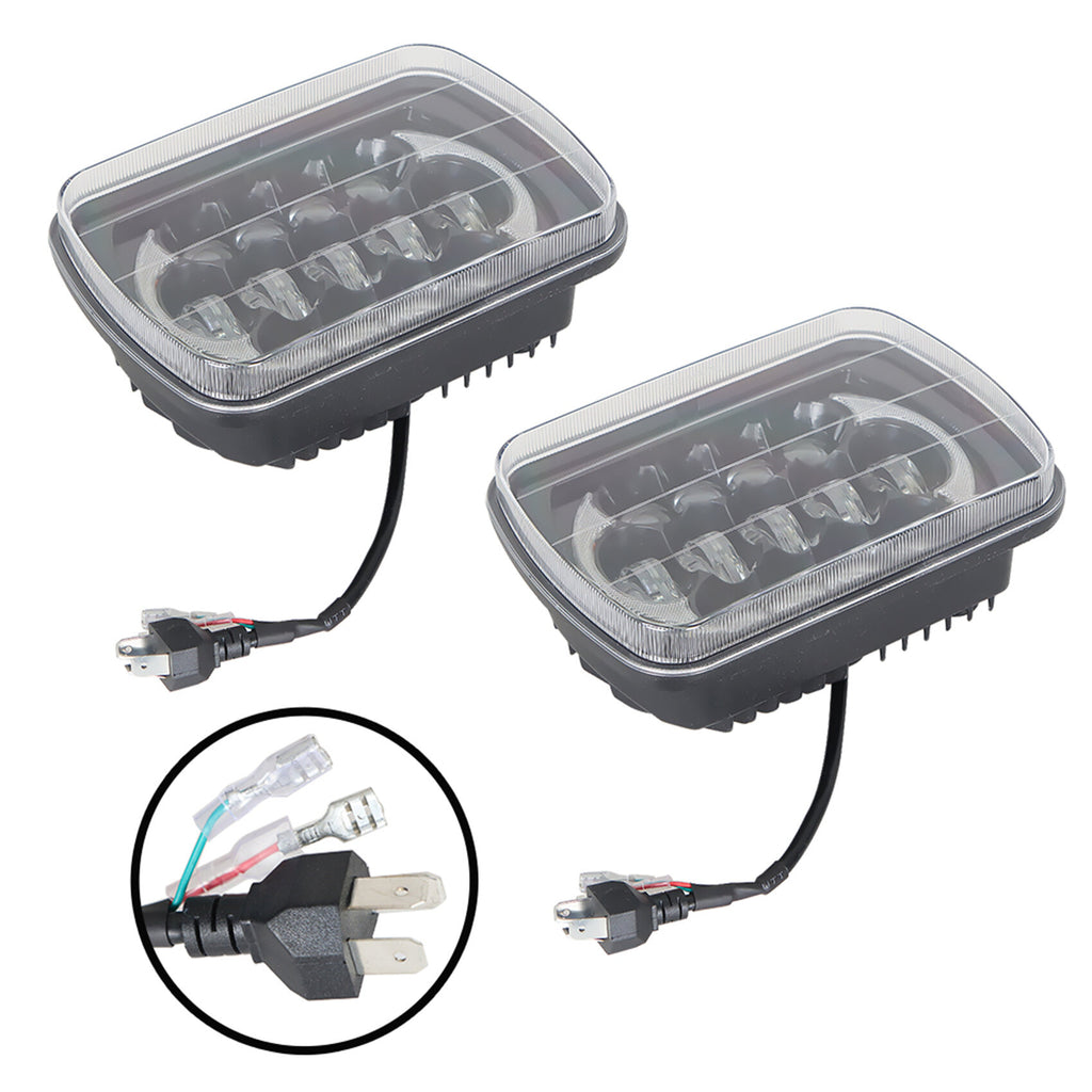 Labwork LED Headlight Beam Halo DRL For Jeep Wrangler Cherokee Pair 5X7" 7x6''