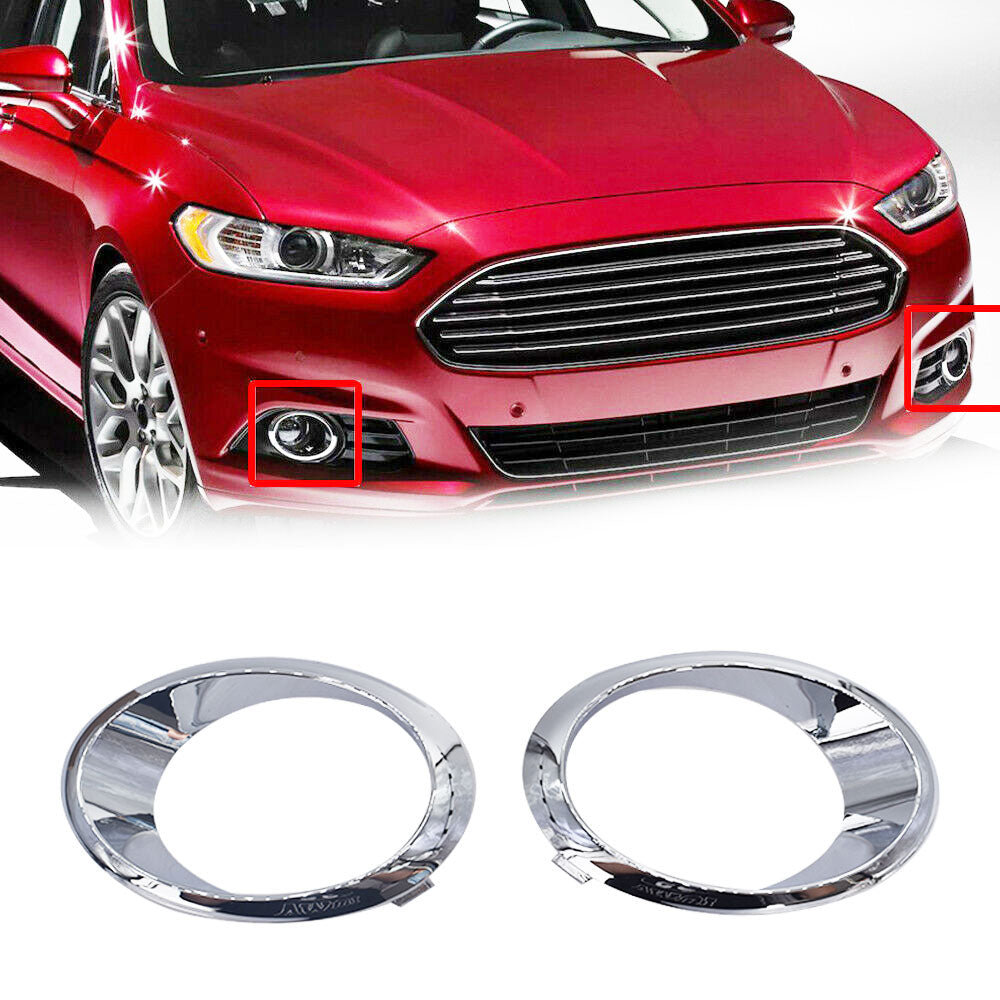 Chrome LH/RH Fog Light Cover Bezel Trim Ring For Ford Fusion Mondeo 2013-2016