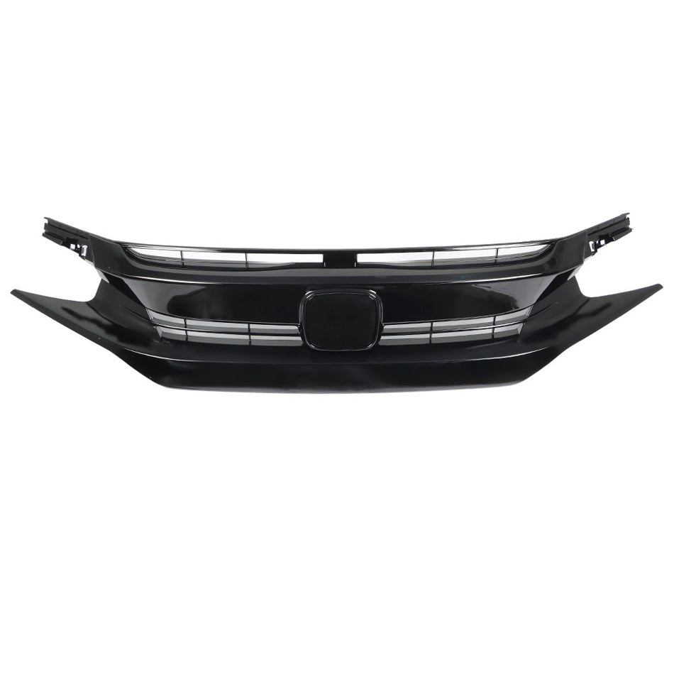 For 2016-2018 Honda Civic Coupe Sedan Black Front Hood Grill Grille Eyelid