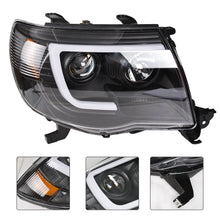 Load image into Gallery viewer, Clear LED Tube Projector Headlights Headlamps Black For Toyota Tacoma 2005-2011