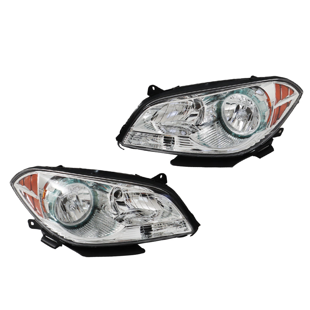 Left + Right Headlights For 2008-2012 Chevy Malibu Headlamp One Pair Clear Lens