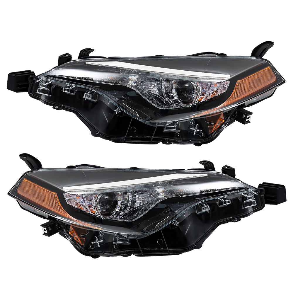 Pair Headlight For 2017 2018 2019 Toyota Corolla L Le Le Eco Left+Right Headlamp