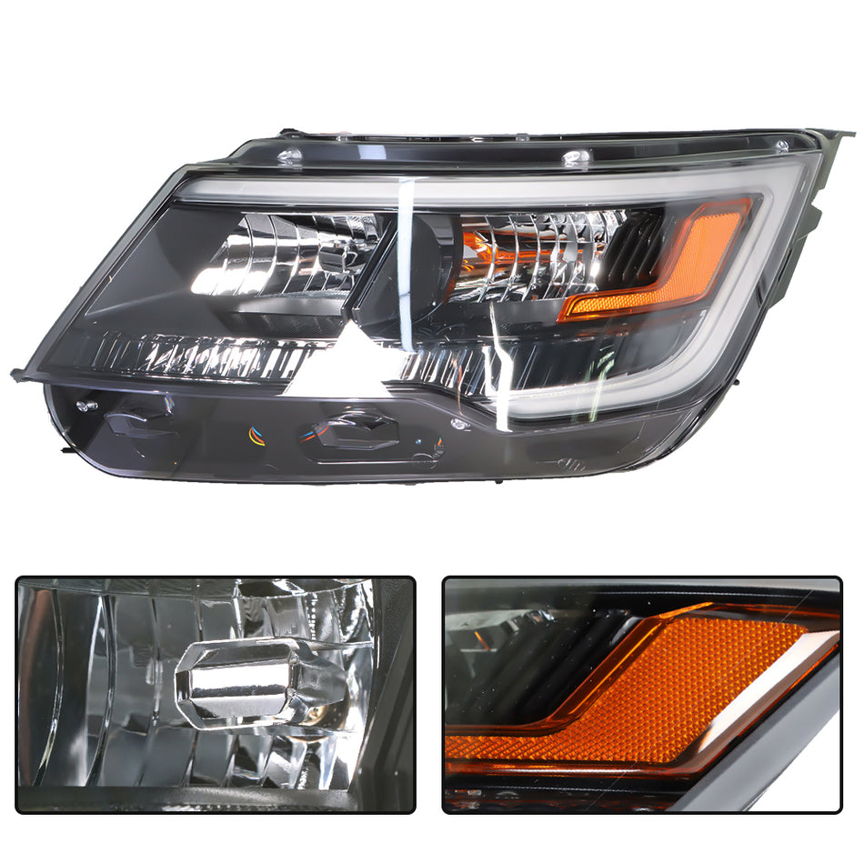 labwork Headlight Assembly Replacement for 2016-2018 Ford Explorer Headlamp Left Driver Side Halogen Black Housing Headlight FB5Z13008AD