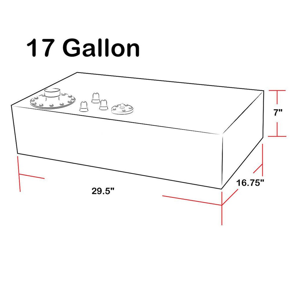 17 Gallon/64L Street Rod Aluminum Race Fuel Cell Gas Tank w/ Cap & Level Sender