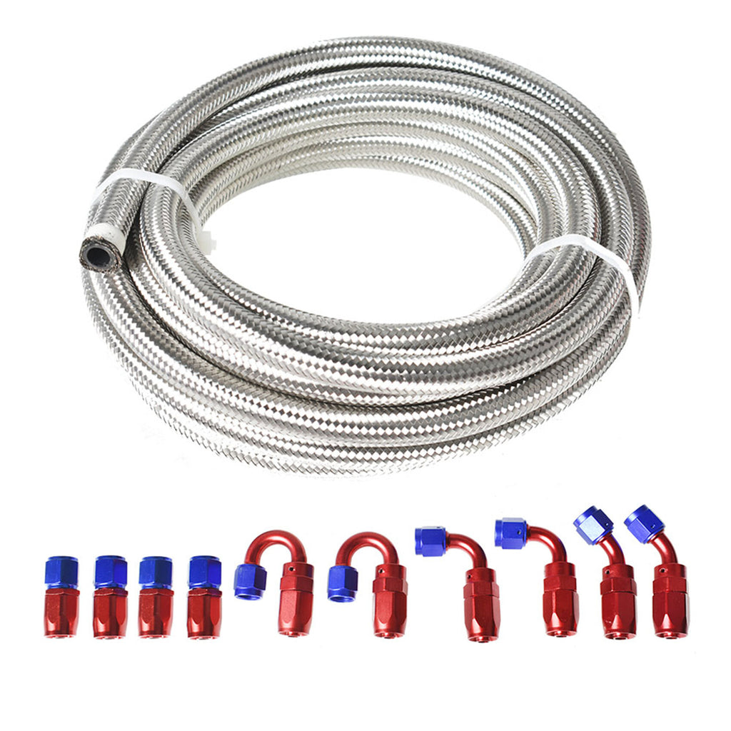 labwork 20 Feet Braided Fuel Hose Line w/ Swivel Hose End Fitting Kit 4AN 6AN 8AN 10AN 12AN