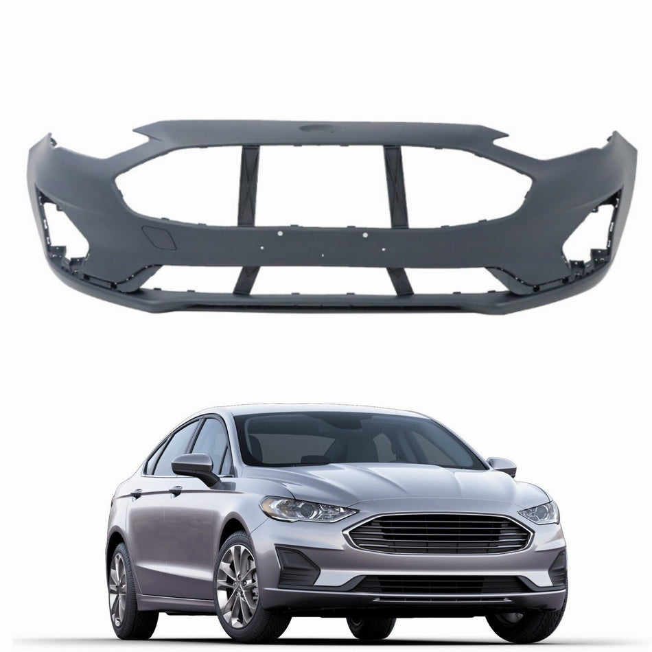 labwork Primed Front Bumper Cover with License Plate Hole Replacement for 2019-2020 Fusion