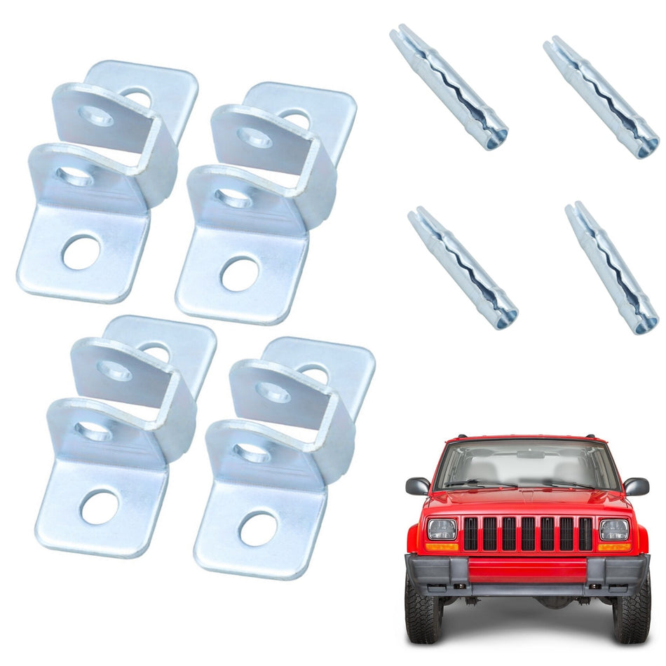 labwork Front or Rear Door Check Bracket and Pin Repair Kit 4 Pieces Replacement for Cherokee XJ 1984-2001 55002361 55012900AB