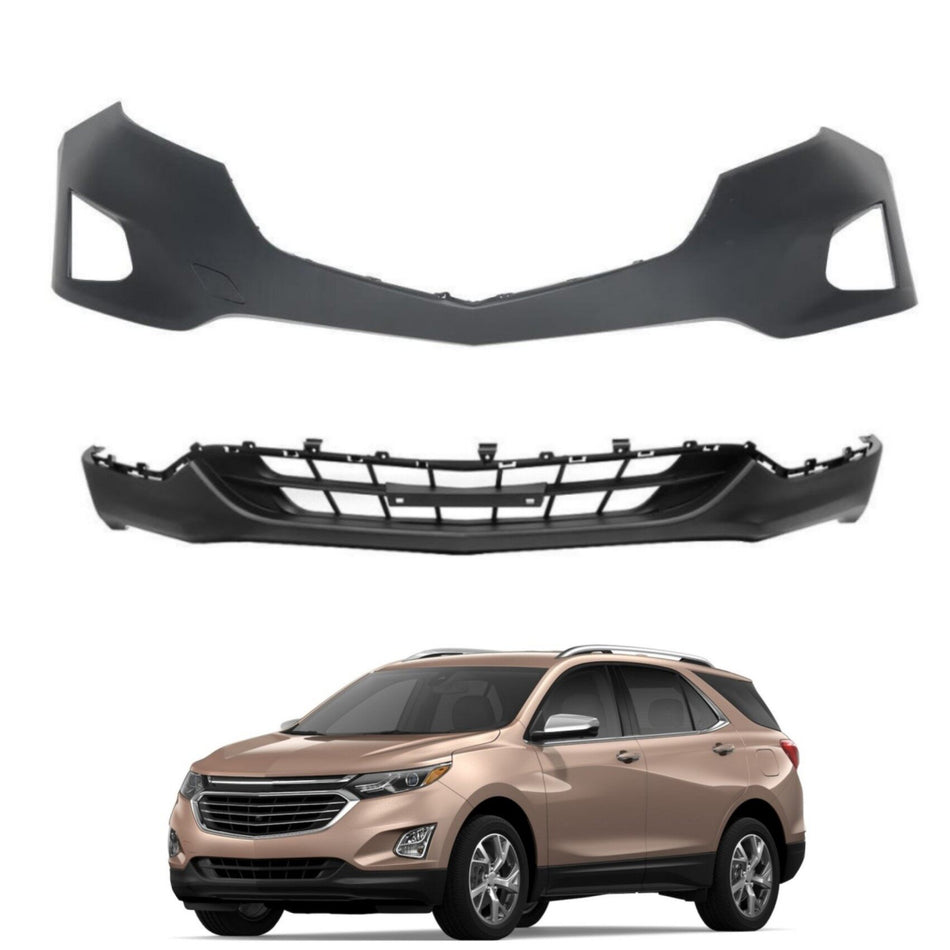 labwork Primered Front Bumper Cover Integrated without License Plate Holes Replacement for 2018 2019 Equinox