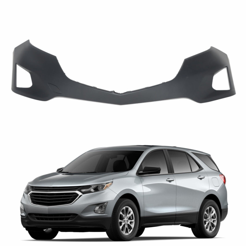 Primered Front Upper Bumper Cover Integrated without License Plate Holes Replacement for 2018 2019 Equinox