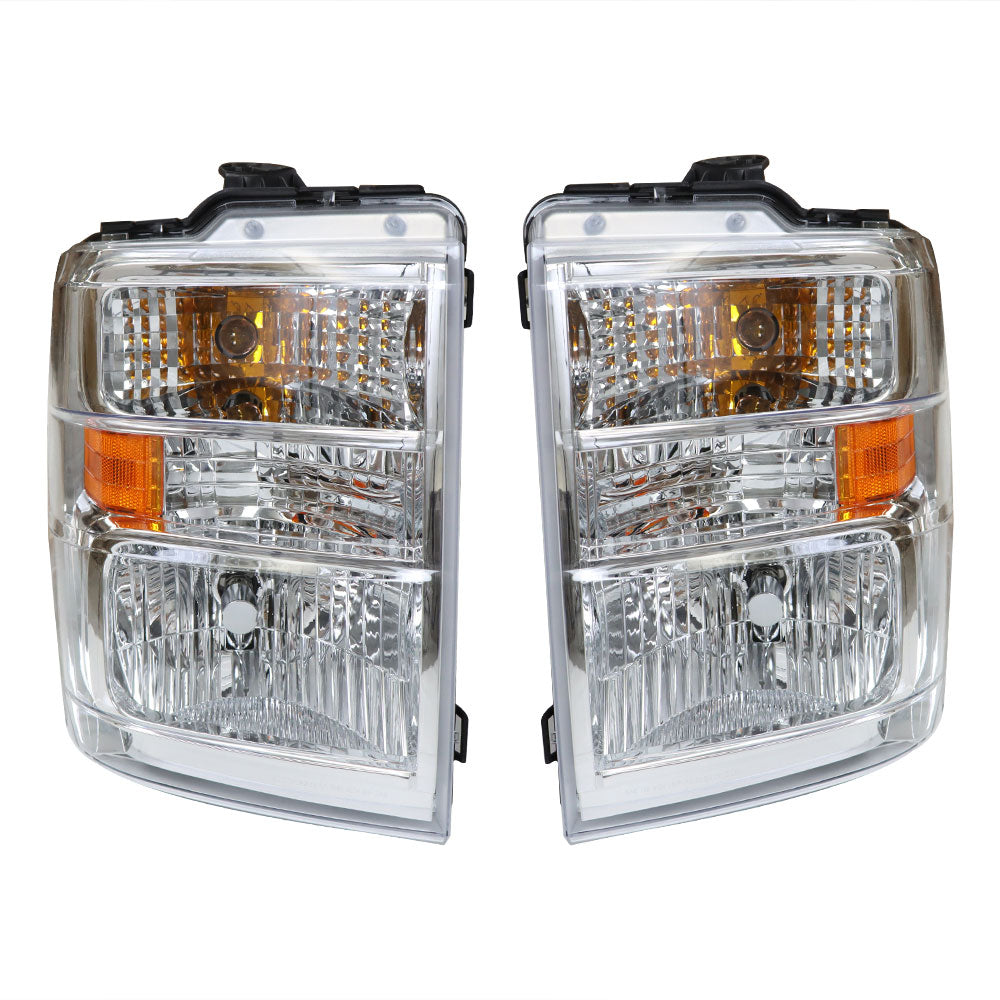 Right+Left Headlight For 2008-2014 Ford E150 E250 E350 E450 F650 F750 Halogen