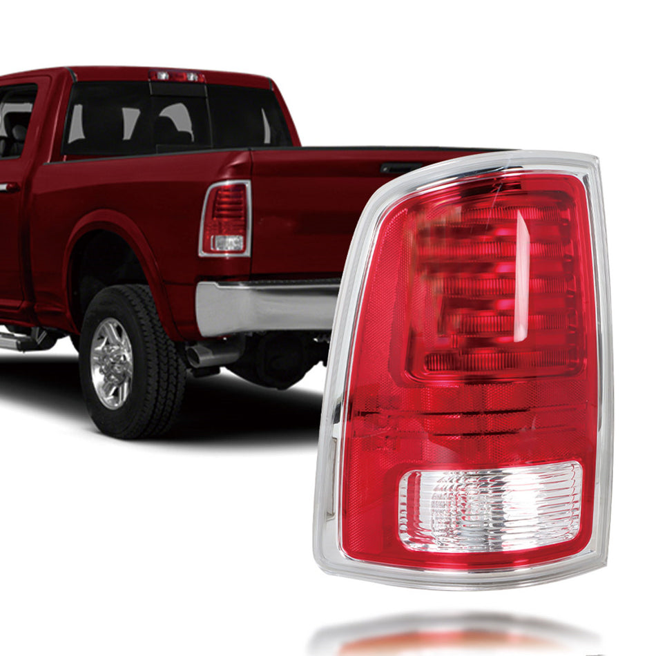 Labwork Outer Driver Side Tail Light Red Lens Chrome for 2013-2018 RAM 1500 2500 3500