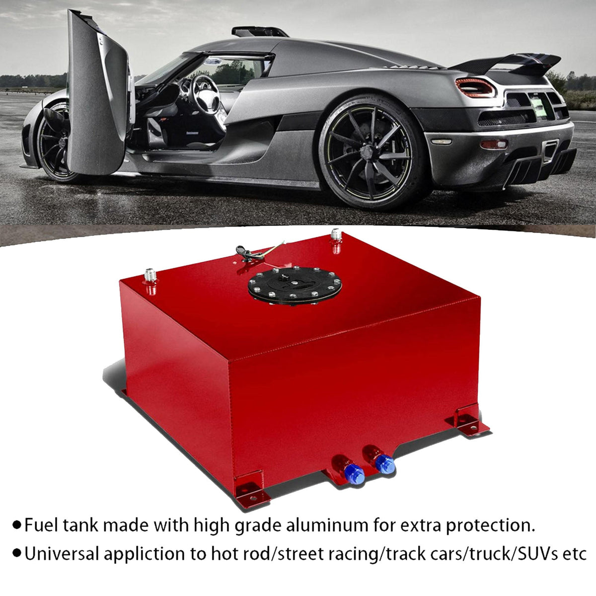 10 Gallon Red Coated Aluminum Racing/Drifting Fuel Cell Gas Tank+Level Sender Lab Work Auto