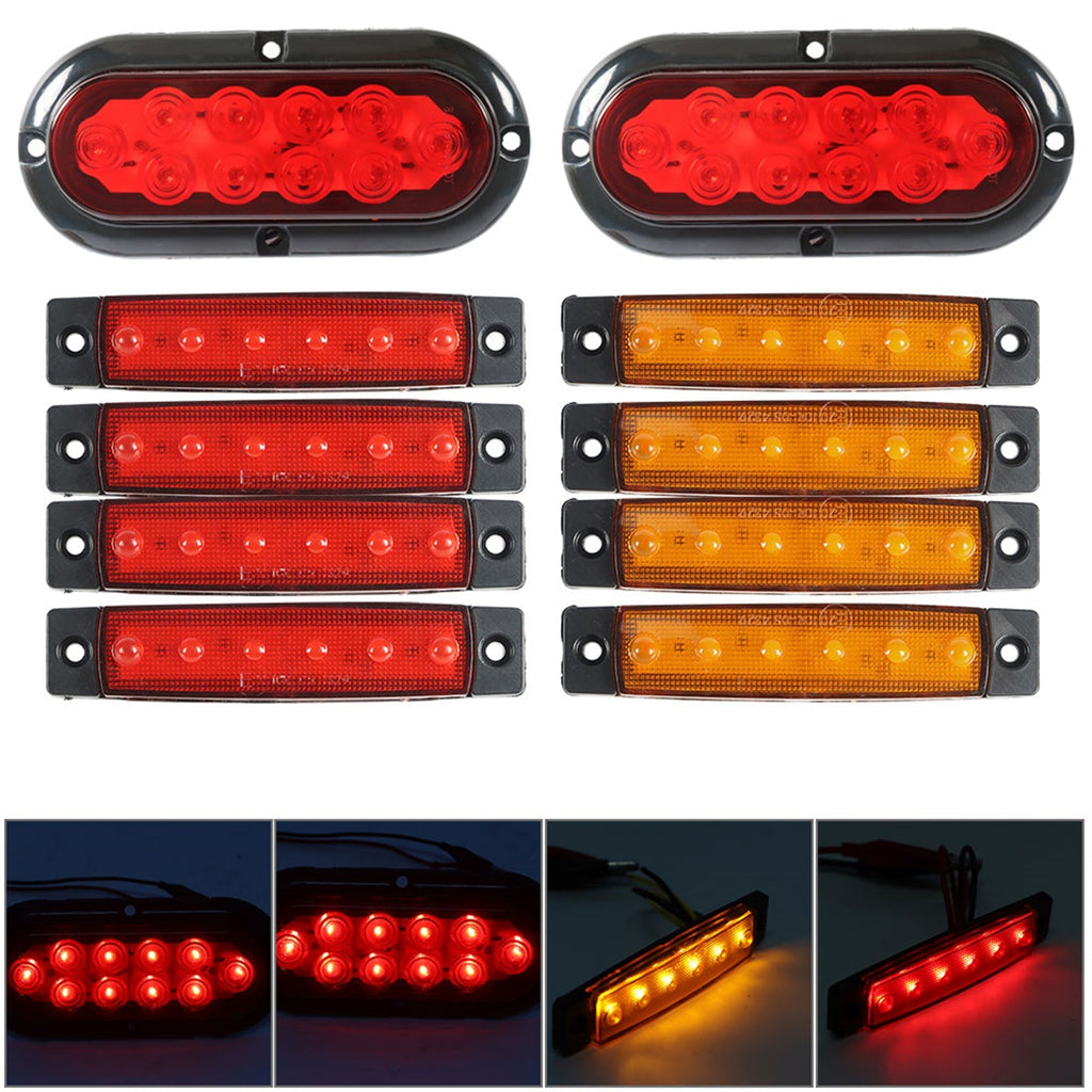 10× LED Upgrade Rear Waterproof Red Truck Boat Trailer Marker Tail Light Kit Lab Work Auto