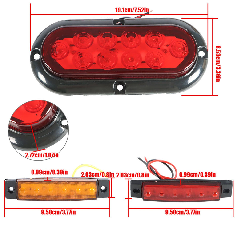 10× LED Upgrade Rear Waterproof Red Truck Boat Trailer Marker Tail Light Kit Lab Work Auto