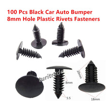 Load image into Gallery viewer, 100 Pcs Black Plastic Rivets Fasteners 8mm Dia Hole for Car Auto Bumper Fender Lab Work Auto