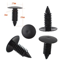 Load image into Gallery viewer, 100 Pcs Black Plastic Rivets Fasteners 8mm Dia Hole for Car Auto Bumper Fender Lab Work Auto