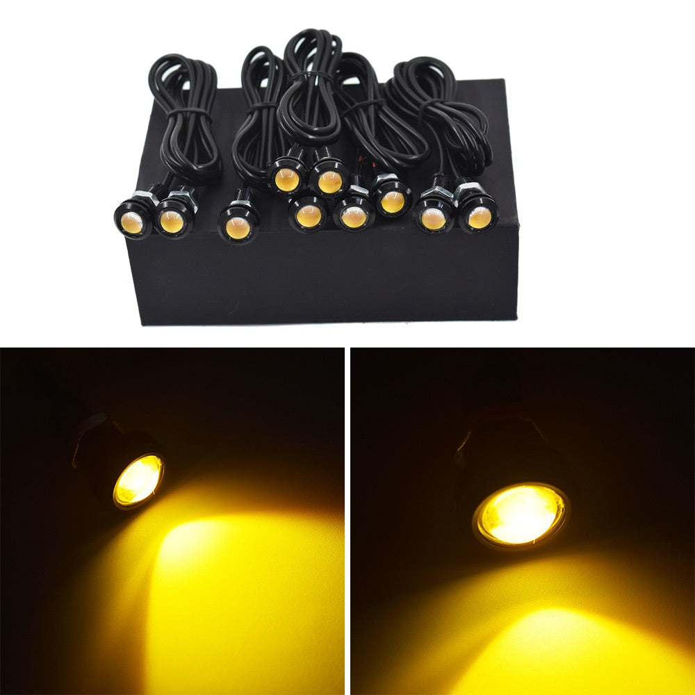 10PCS Amber Yellow 18MM Eagle Eye 9W LED Fog DRL Reverse Backup Light Car Motor Lab Work Auto