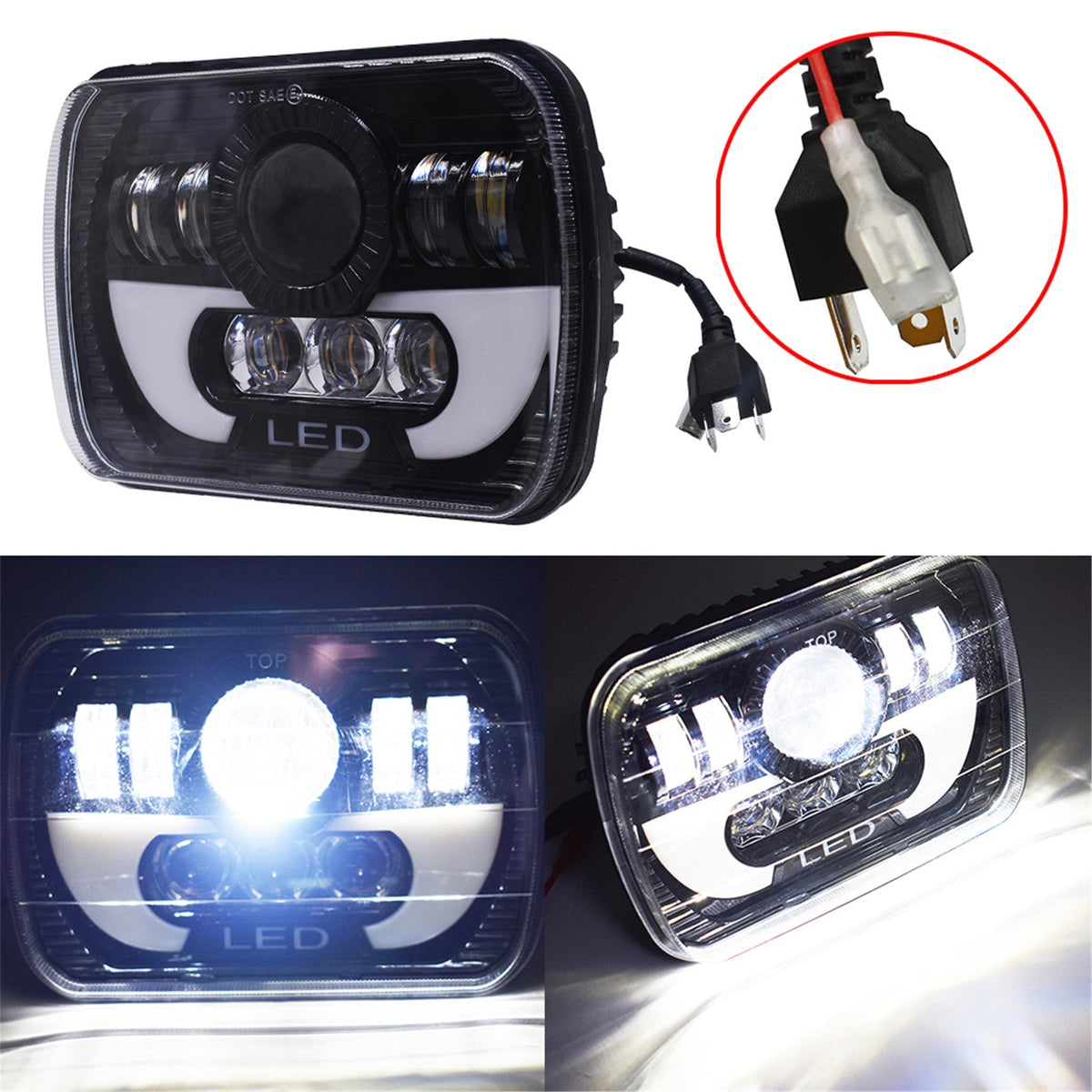 120W LED Headlight DRL Fit For 1986-1995 Jeep Wrangler YJ 1984-2001 Cherokee XJ Lab Work Auto