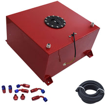 Load image into Gallery viewer, 15 Gallon Aluminum Fuel Cell Gas Tank+Cap+Level Sender+Fuel Line Kit Red Lab Work Auto