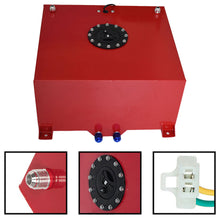 Load image into Gallery viewer, 15 Gallon Aluminum Fuel Cell Gas Tank+Cap+Level Sender+Fuel Line Kit Red Lab Work Auto