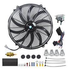 Load image into Gallery viewer, 16&quot; Electric Radiator Fan High 3000 CFM Thermostat Wiring Switch Relay Kit 12V Lab Work Auto 