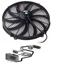 Load image into Gallery viewer, 16&quot; Electric Radiator Fan High 3000 CFM Thermostat Wiring Switch Relay Kit 12V Lab Work Auto 