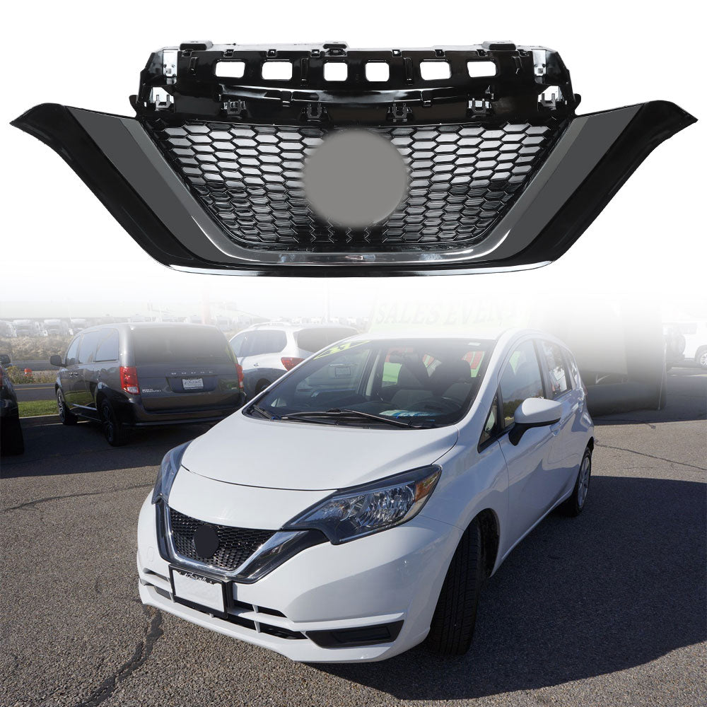 Black Mesh Grill For Nissan Versa Note 2017/2018/2019 Front Bumper Upper Grille