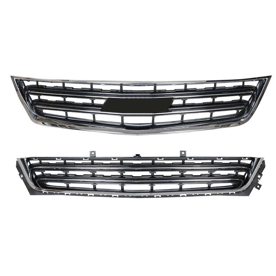 Labwork Front Grille For 2014-2020 Chevrolet Impala Black Chrome Upper Lower Plastic