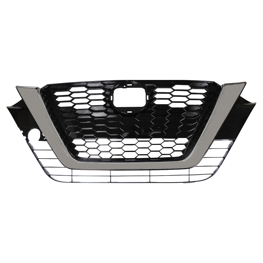 Labwork Front Upper Grill For 2019-2021 Nissan Altima Chrome Black Factory Style