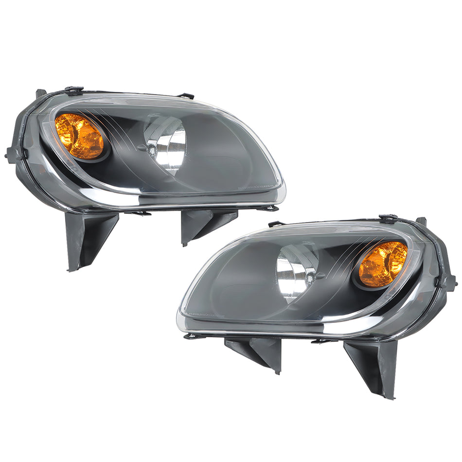 Right+Left Headlights For 2006-2011 Chevy HHR Halogen Black Housing Clear Lens