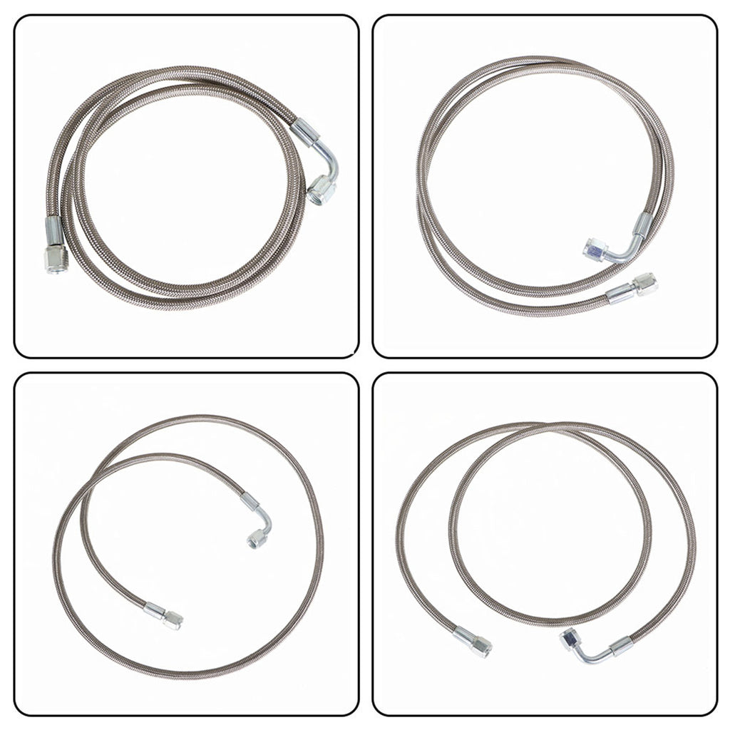 labwork Turbo Oil Feed Line 48 Length Hose Steel Braided -4-4AN 90 Degree x Straight PTFE Line