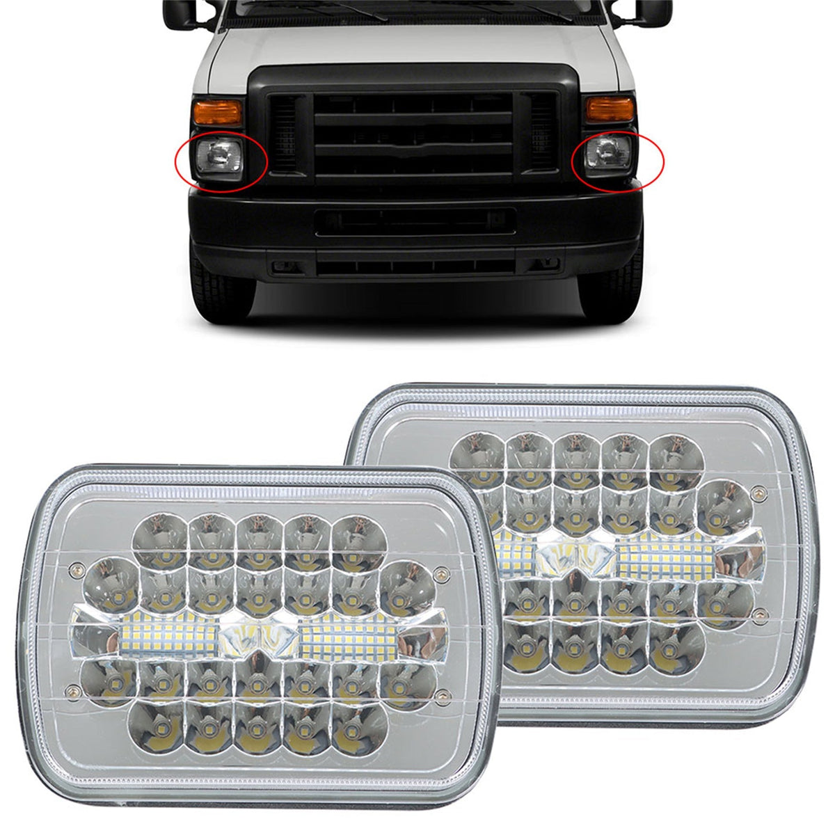 2×180W 5x7" 7x6 LED Headlight Hi/Lo DRL Beam for 1990-1993 Dodge Ram Pickup Lab Work Auto