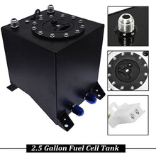 Load image into Gallery viewer, 2.5 GALLON DRIFTING FUEL CELL GAS TANK+LEVEL SENDER COATED ALUMINUM RACING BLACK Lab Work Auto