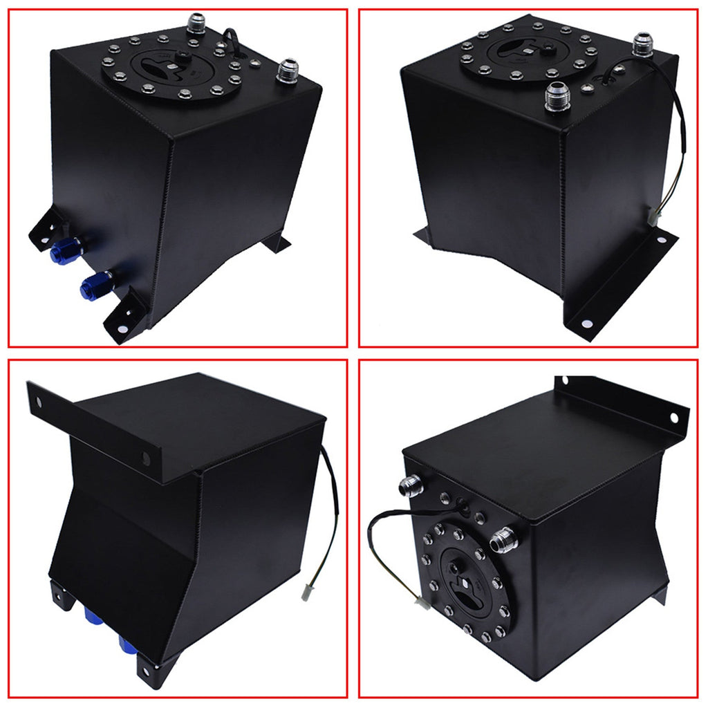 2.5 GALLON DRIFTING FUEL CELL GAS TANK+LEVEL SENDER COATED ALUMINUM RACING BLACK Lab Work Auto