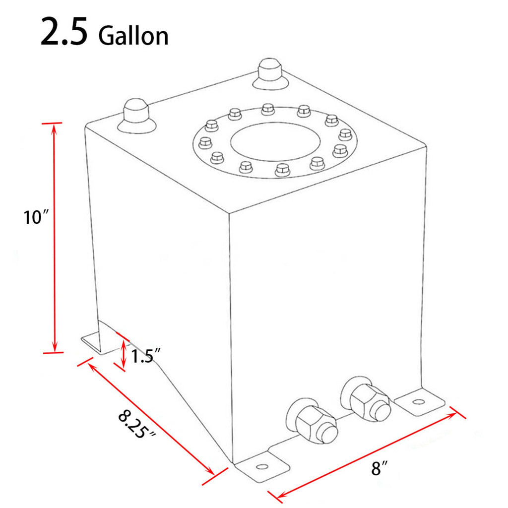 2.5 GALLON DRIFTING FUEL CELL GAS TANK+LEVEL SENDER COATED ALUMINUM RACING BLACK Lab Work Auto