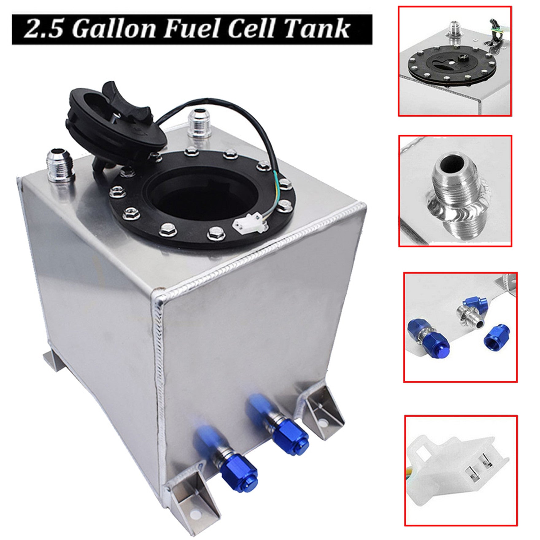 2.5 Gallon / 9.5L Fuel Cell Tank Aluminum Racing Drift W/ Level Sender Lab Work Auto