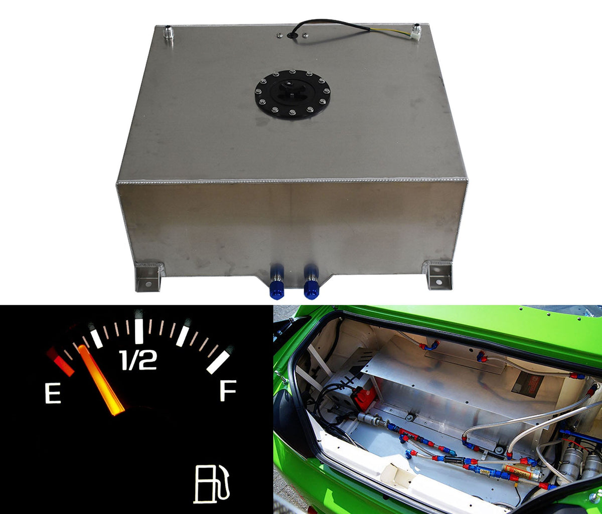 20 Gallon Lightweight Polished Aluminum Race Drift Fuel Cell Tank Level Sender Lab Work Auto